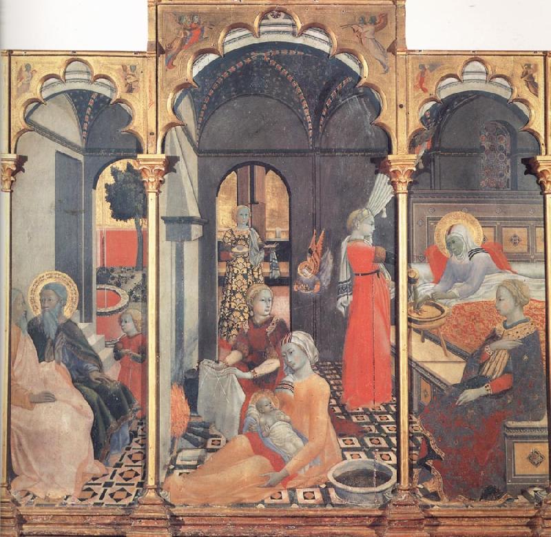 The Osservanza Master The Birth of the Virgin,with other Scenes of her Life